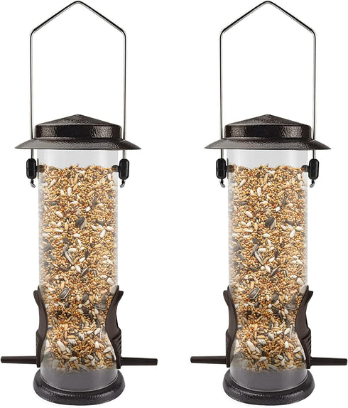 MIXXIDEA Wild Bird Feeders for Outdoors Hanging 2 Pack Stainless Steel Tube Bird Feeder Squirrel Proof, Finch Feeder for Garden Backyard Decoratio...