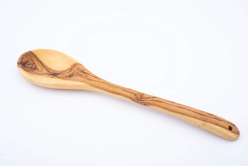 Handcrafted Olive Wood Cooking Spoon & Spatula (12 Inch Set of 2 Pieces) Carved by Talented Artists in Bethlehem, Practical Wooden Utensils Last f...