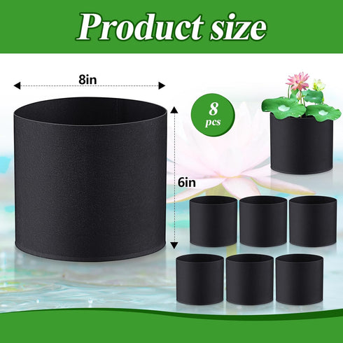 8 Pcs Plant Pots for Pond Plant Baskets Heavy Duty Fabric Pots Black Nonwoven Fabric Plant Pot Breathe Reusable Grow Pots for Pond, Garden, Aquati...
