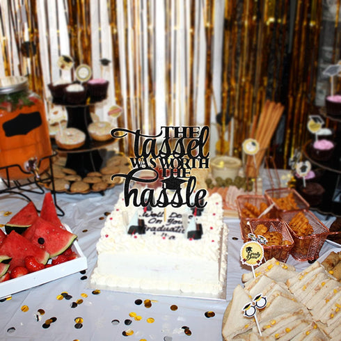 The Tassel was Worth The Hassle Cake Topper, Congrats Grad 2025 Graduation Party Decorations Supplies - High School/College/Master Graduate Photo ...