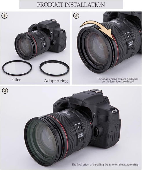 49mm to 52mm Camera Filter Ring Camera Filter Adapter Ring Camera Lens Aluminum Alloy Ring Camera Filter Aperture Conversion Ring Camera Filter Ac...