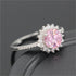 Uloveido Platinum Plated Pink Round Cubic Zirconia Sun Flower Rings for Women Y3522...