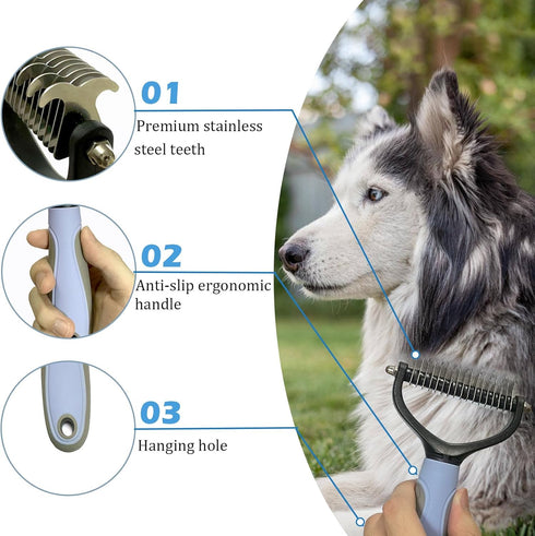 Dog Brush for Shedding, Undercoat Rake for Dogs, Cat Hair Brush, Self Cleaning Slicker Brush for Short and Long Haired Cats Dogs, Dog Deshedding B...