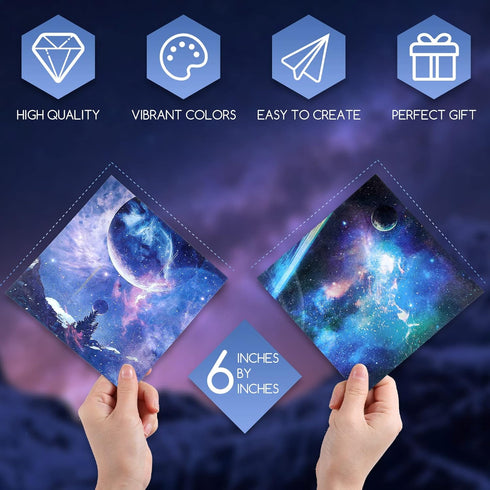 150 Sheets Double Sided Origami Paper Kit 6 x 6 Inch Beautiful Sky Scrapbook Paper Galaxy Outer Space Star Pattern Paper Easy Folding for Arts Cra...