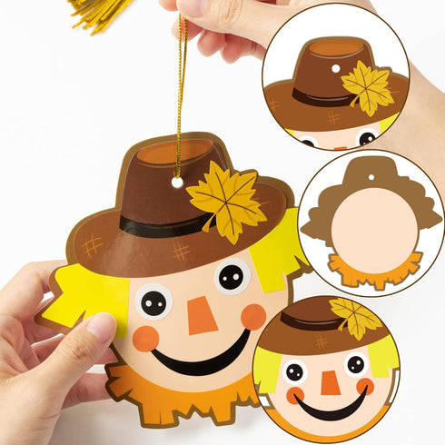 BeYumi 40Pcs Fall Scarecrow Head Craft Kit DIY Scarecrow Craft Autumn Thanksgiving Art Craft Make Your Own Scarecrow Head Set Home Classroom Game ...