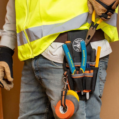 Klein Tools 5240 Tool Pouch, Tradesman Pro Maintenance Tool Pouch with 9 Pockets, Tape Thong, 2-Inch Tunnel Loop, Great Electrician Holster...