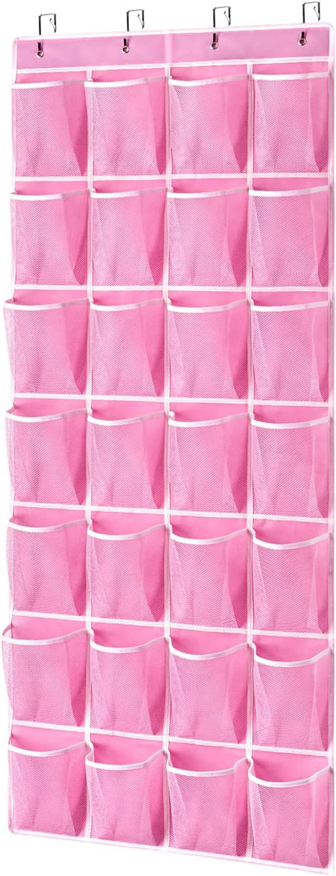 KEEPJOY 28 Pockets Hanging Shoe Organizer, Over the Door Shoe Organizer, Hanging Door Shoe Holder Rack with Mesh Pockets Large Size 65 x 23 Inch (...
