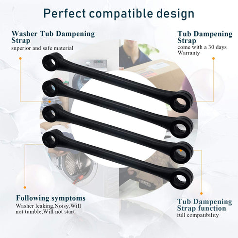 4 Pack WH1X2727 Washer Tub Dampening Strap – Replace WH1X10046 WH1X10028 AP2044899 PS271100 - Fit for GE Hotpoint Washers gtan2800d2ww wbxr1060t3ww wnrd2050g3wc vbxr1090d8ww vvsr1040v3ww vbsr3100g1ww