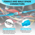 200 Pcs Heat Shrink Spade Connectors, Male and Female Spade Connectors, Blue Heat Shrink Wire Terminals, Insulated Quick Disconnect Electrical Ter...