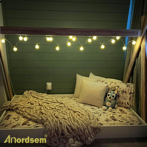 Anordsem Battery String Light for Indoor: 6.88Ft/10 LED Cotton Ball Lanterns 2 Pack - Bohemian Hanging Art Deco for Bedroom - Fairy Cozy Lighting ...