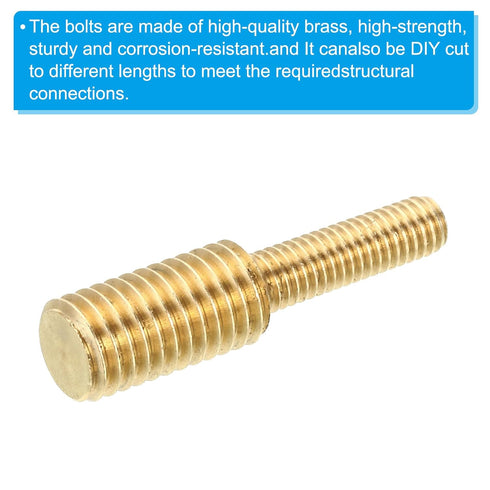 PATIKIL M6x20mm to M10x20mm Double End Threaded Stud Screw Bolt, 2 Pack Brass Rod Bolts Thread Reducer Adapter for Furniture Fastener, Hardware Co...
