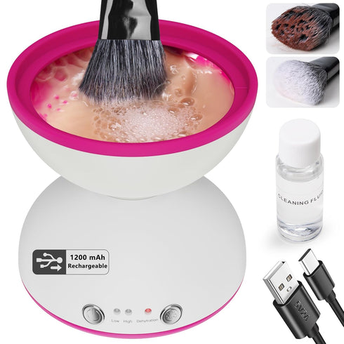Makeup Brush Cleaner Machine-Rechargeable 1200mHA, Portable Electric Makeup Brush Cleaner Machine, 2 Gears Speed and Dehydration Function, with Cl...