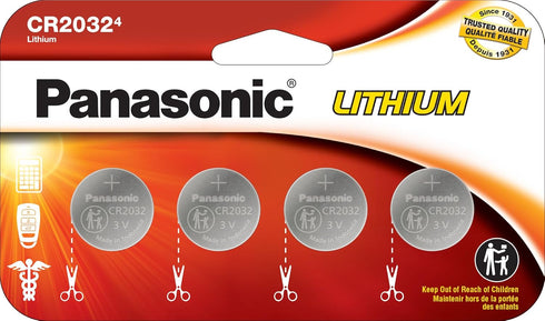 Panasonic CR2032 3.0 Volt Long Lasting Lithium Coin Cell Batteries in Child Resistant, Standards Based Packaging, 4 Pack...