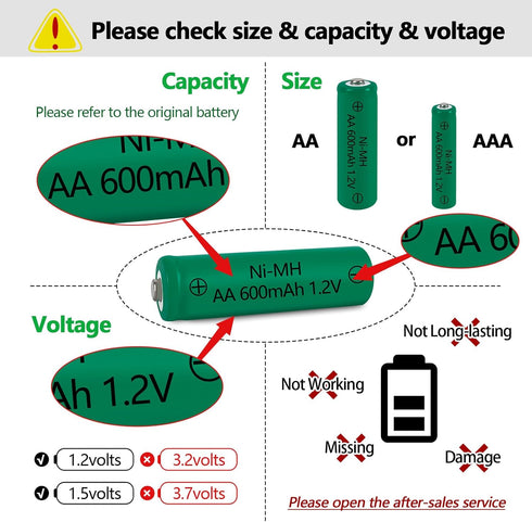 Rechargeable AA Batteries NIMH 600mAh 1.2V Double A Rechargeable Battery for Solar Garden Lawn Landscaping Light, 8 Pack, Blue...