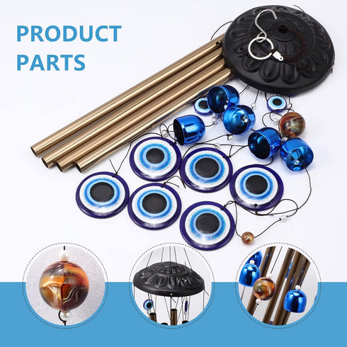 BWINKA Blue Evil Eye Amulet Wind Chimes Bells Outdoor Decor,Metal Windchimes for Garden Patio Backyard Home Decor…...