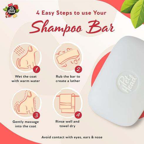 Pet Head Pomegranate Shampoo Bar for Dogs – 3in1 Cleanses, Hydrates & Nourishes All Dog Coats, with Oat Kernel Extract & Coconut Oil. Free of para...
