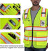 Reflective Safety Vest Yellow Mesh, High Visibility Vest with Pockets and Zipper, Padded Neck, Construction Work Vest ANSI Class 2, Yellow with Or...