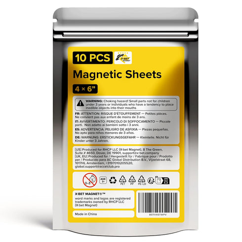 Magnetic Sheets with Adhesive Backing - 4x6 10 Pack Adhesive Sheets for Magnetic Stickers and Photos - 100% Customizable...