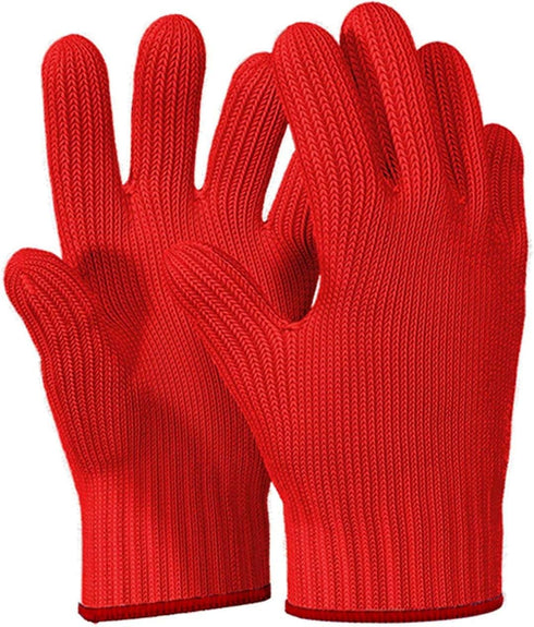 Killer's Instinct Outdoors 1 Pair Heat Resistant Gloves Oven Gloves Heat Resistant with Fingers Red Mitts Kitchen Pot Holders Cotton Mitts Red Kit...