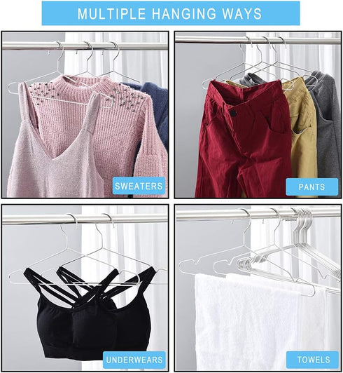 Seropy Coat Hangers Clothes 10 Pack Wire Hangers Heavy Duty Stainless Steel Hangers with Non Slip Grooves, 16.5 Inch Ultra Thin Metal Hangers Spac...
