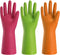Bamllum 3 Pairs Rubber Cleaning Gloves for Household - Reusable Dishwashing Gloves for Kitchen, Flexible Long-lasting & Waterproof (Small, Green+R...