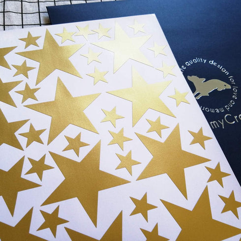 Star Wall Decals (189 Count) - Gold Star Decals for Nursery, Removable Peel and Stick, Vintage Gold...