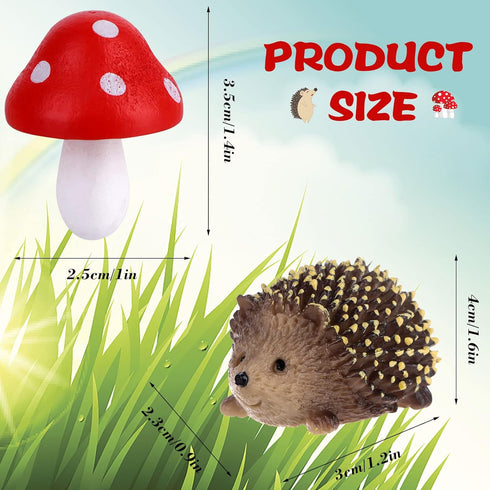 8 Pcs Fairy Wild Garden Accessories Mini Hedgehogs and Mushroom Statue Micro Landscape Plant Pots Bonsai Craft Decor Miniature Mushroom Figurines ...