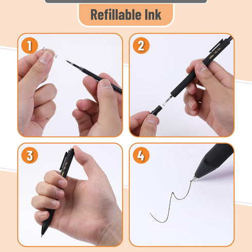 Mr. Pen- Retractable Gel Pens, 10 Pack, Black Ink Gel Pens, Black Barrels, Fast Dry, Gel Pens Fine Point 0.5mm, Retractable Pens, Cute Pens, Gel I...