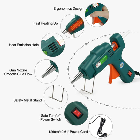 Hot Glue Gun with 30 Glue Sticks, Fast Preheating Hot Melt Gun, Mini Glue Gun Kit for Kids DIY School Craft Projects and Quick Home Repairs, 20W G...