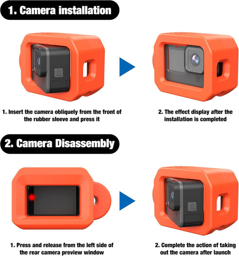 Windslayer Cover Muffler + Floaty Case + Screen Protector for GoPro Hero 12 11 10 9, Floating Case with Screw and Adhesive Anchors for Snorkeling,...