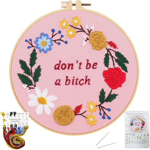 Artilife Embroidery Kit with Pattern and Instruction, Funny Cross Stitch Kits Include Embroidery Cloth, Hoop, Color Thread and Needles......