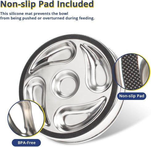1Pack Slow Feeder Dog Bowls for Medium to Big Dogs - 3 Cup Capacity, Dual-Design for Dry and Wet Food, 304 Stainless Steel, Anti-Slip Base - Preve...
