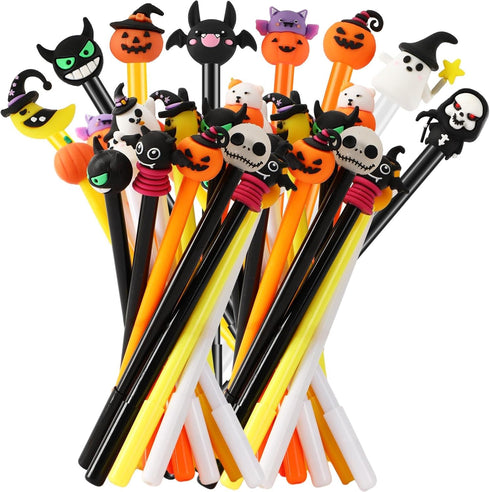 SANNIX 50 Pieces Halloween Pens, Fun Cartoon Gel Ink RollerBall Pens for Kids Gift School Class Birthday Party Supplies Halloween Party Favors Pum...