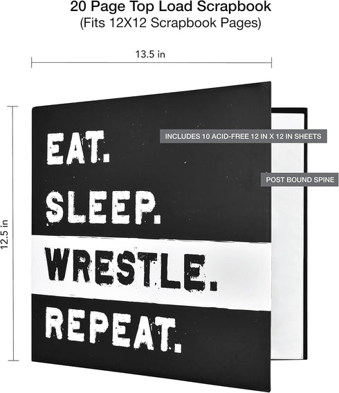 MCS Expandable 10-Page Sports Scrapbook Album with 12 x 12 Inch Pages, 13.5 x 12.5 Inch, Wrestle...