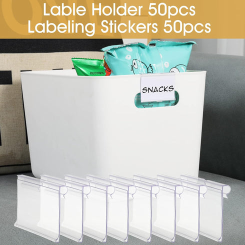50pcs Labels for Storage Bins Plastic Label Clip, Basket Labels Clip On Wire Shelf Price Label Holder Merchandise Sign Display Holder, 50pcs Label...