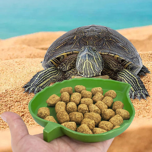 Leaf Shape Reptile Food Water Bowl 2 Pieces Reptile Plate Dish Drinking Bowl for Tortoise Corn Snake Crawl Pet Drinking and Eating, 2 Sizes...