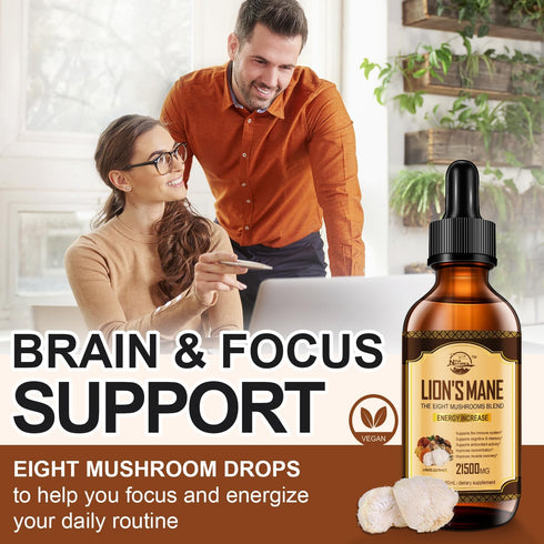 Lions Mane Supplement, Liquid Mushroom Extract Drops, 8 Mushrooms Complex for Cognitive Support and Immunity Boost, Up to 2 Month Supply, Mushroom...