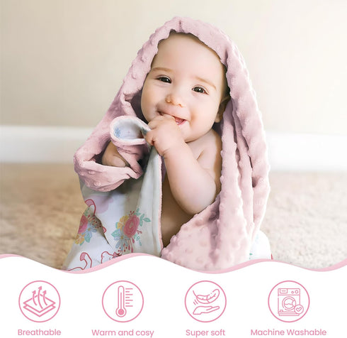 SANDJEST Unicorn Baby Blankets for Girls 30 x 40 - Kids Throw Minky Blanket with Double Layer Dotted Backing - Gifts for Birthday Baby Shower...