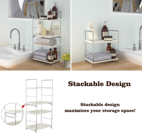 kaileyouxiangongsi Plastic/Metal Freestanding Stackable Organizer Shelf,Bathroom Countertop Storage Shelf Cosmetic Organizer Holder Kitchen Spice ...