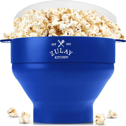Zulay Kitchen Large Microwave Popcorn Maker - BPA-Free Silicone Popcorn Popper - Microwave Collapsible Bowl With Lid - Family Size Microwave Popco...