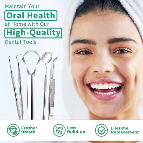 RONAVO Dental Tools, Plaque Remover for Teeth, Tongue Scraper, Tartar Remover, Professional Home Stainless Steel Dental Hygiene Oral Care Kit with...