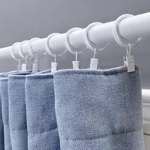 Set of 14 White Iron Metal Curtain Rings with Clips, Drapery Clips Hooks, Curtain Clips with Rings Cafe Curtain Clips, Ring Clips to Hang Curtains...