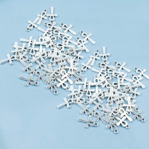 Framendino, Cross Charms Pendants Vintage Mini Cross Charm for DIY Crafts Jewelry Making Earring Necklace Bracelet Ankle Keychain Bronze...
