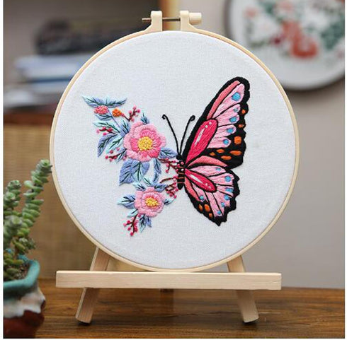 Tolovis Animal Butterfly Embroidery Kits for Beginners with Floral Patterns Pattern, Easy DIY Craft Punch Needle Starter Cross Stitch Kit DIY Need...