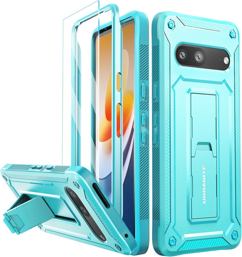 URBANITE for Google Pixel 7 Case, Military Grade Rugged Shockproof Protective Cover with Screen Protector and Kickstand (Sky Blue)...
