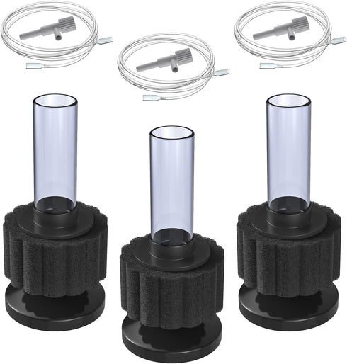 Pawfly Aquarium Nano Bio Sponge Filter Quiet Betta Fry Shrimp Foam Filter Kit with Airline Tubing for Small Fish Tank up to 3 Gallon, 3 Pack...