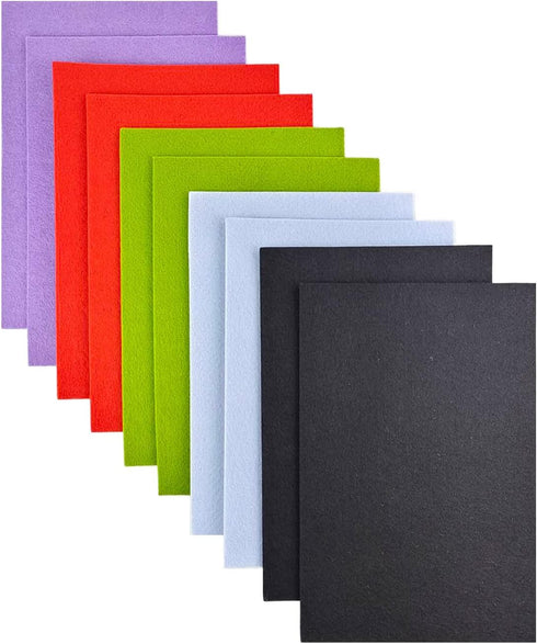 Jtnohx Felt, 3mm Thick Felt Sheets, 8"x12" Felt Fabric for Crafts, 10 Pcs Hard Stiff Color Felt for Sewing Holiday & DIY?Halloween Colors Series?...