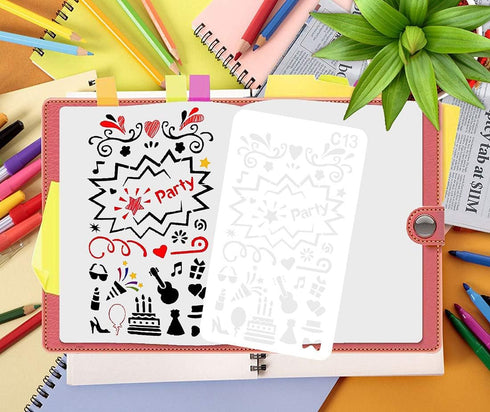 24 PCS Bullet Notebook Journal Stencil Plastic Planner Set for Journaling Suppies/Diary/Scrapbook DIY Drawing Template Stencils 4x7 Inches Kit Acc...