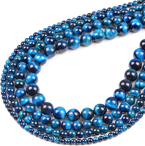 Bymitel 140pcs Crystal Beads Stone Gemstone Round Energy Healing Loose Beads with Stretch Cord for Jewelry Making Bracelets Anklets (Blue Zircon T...