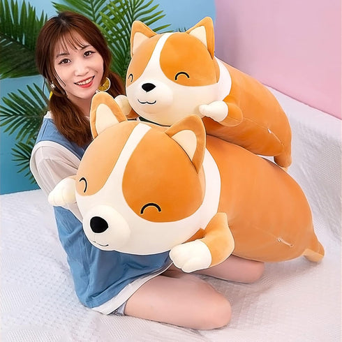 Shiba Inu Plush Pillow Stuffed Animal Dog Cute Corgi Akita Soft Plush Toy Comfort Cushion Gifts for Girls Boys (Sleeping, 60cm/23.6inch)...